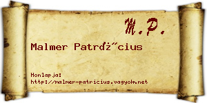 Malmer Patrícius névjegykártya